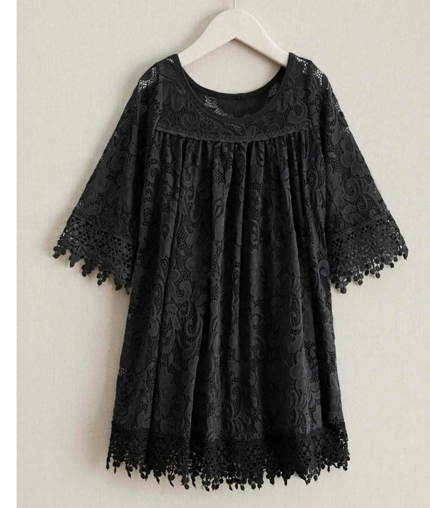 Girl's Chasing fireflies black white lace dress